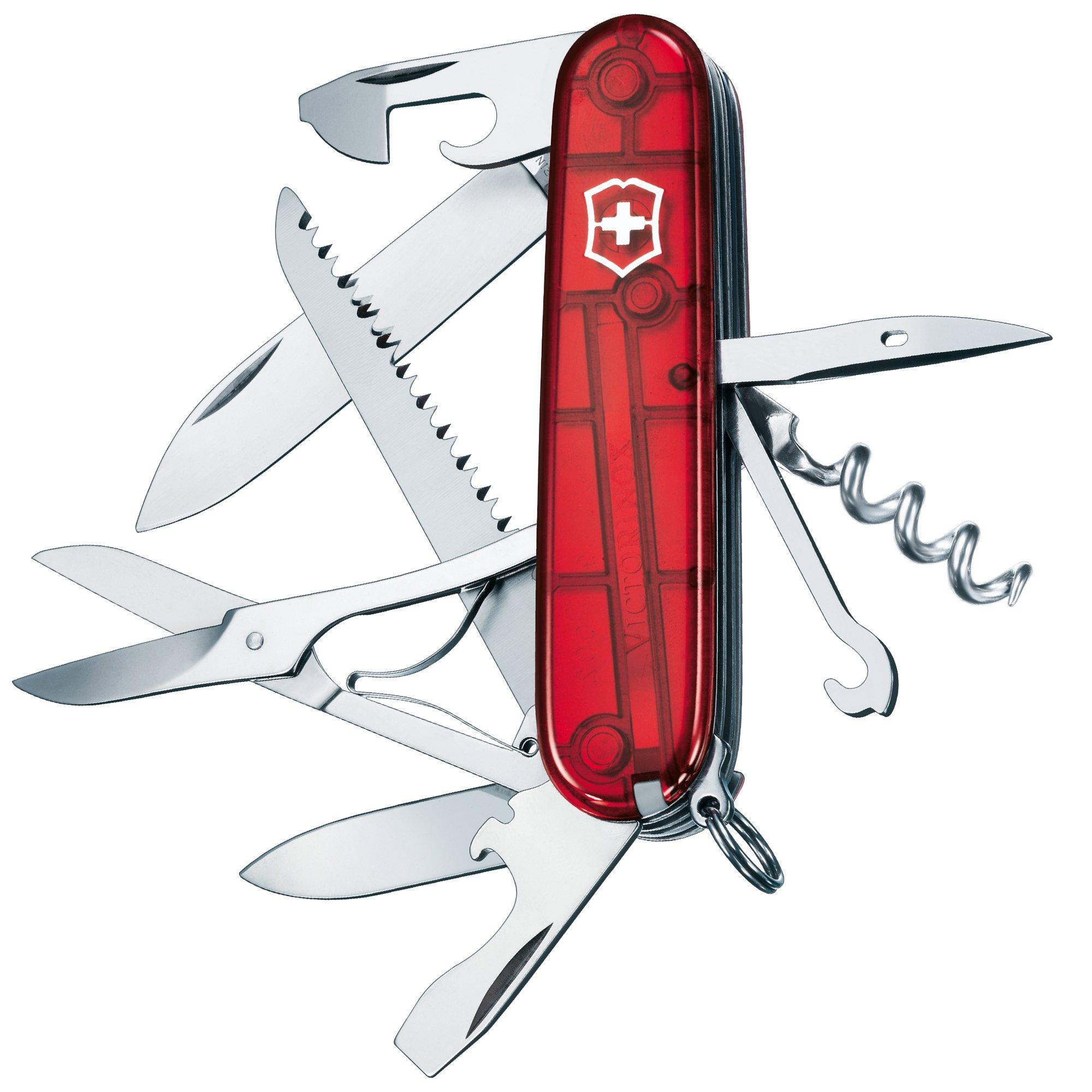 Szwajcarski scyzoryk Victorinox Huntsman, transparentny czerwony, 1.3713.T