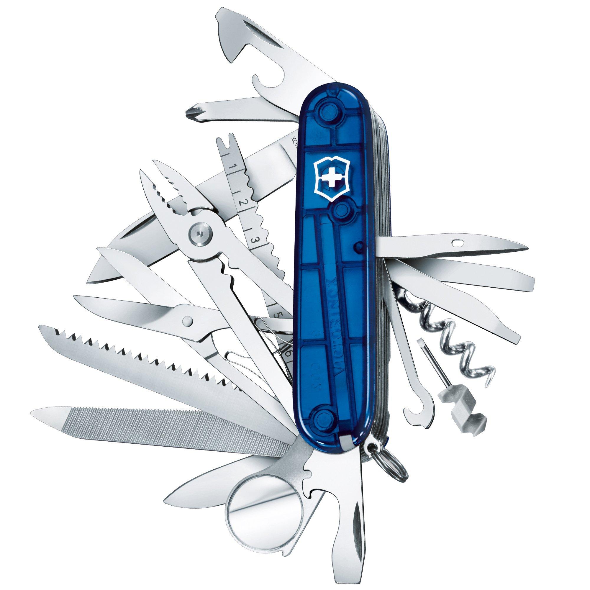 Szwajcarski scyzoryk Victorinox Swisschamp (33) - niebieski transparentny, 1.6795.T2