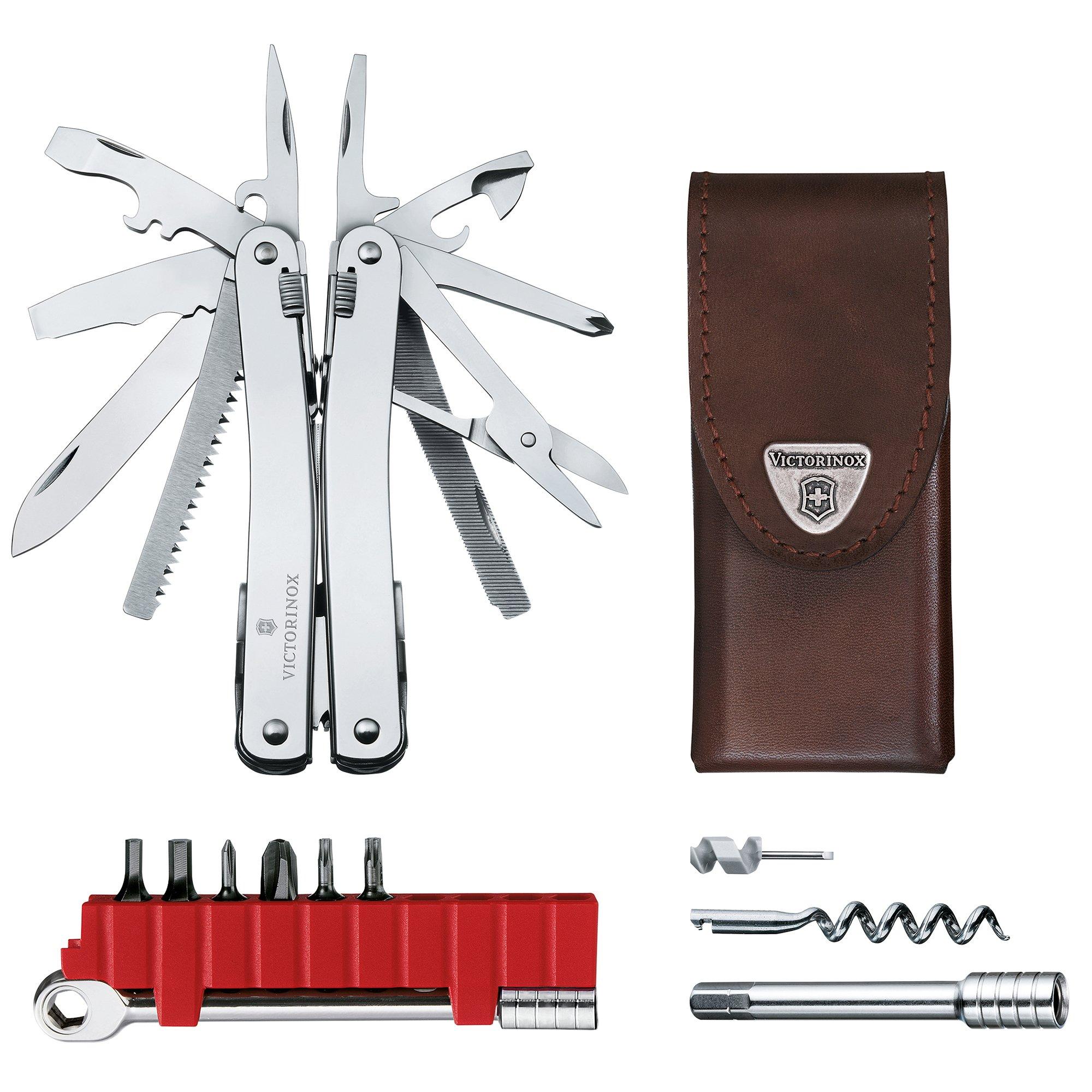 Victorinox SwissTool Spirit X Plus Ratchet 3.0236.L multi-tool, leather sheath