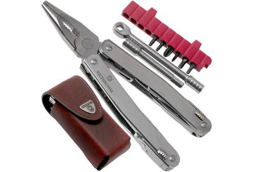 Victorinox SwissTool Spirit X Plus Ratchet 3.0236.L multiherramienta, funda de cuero