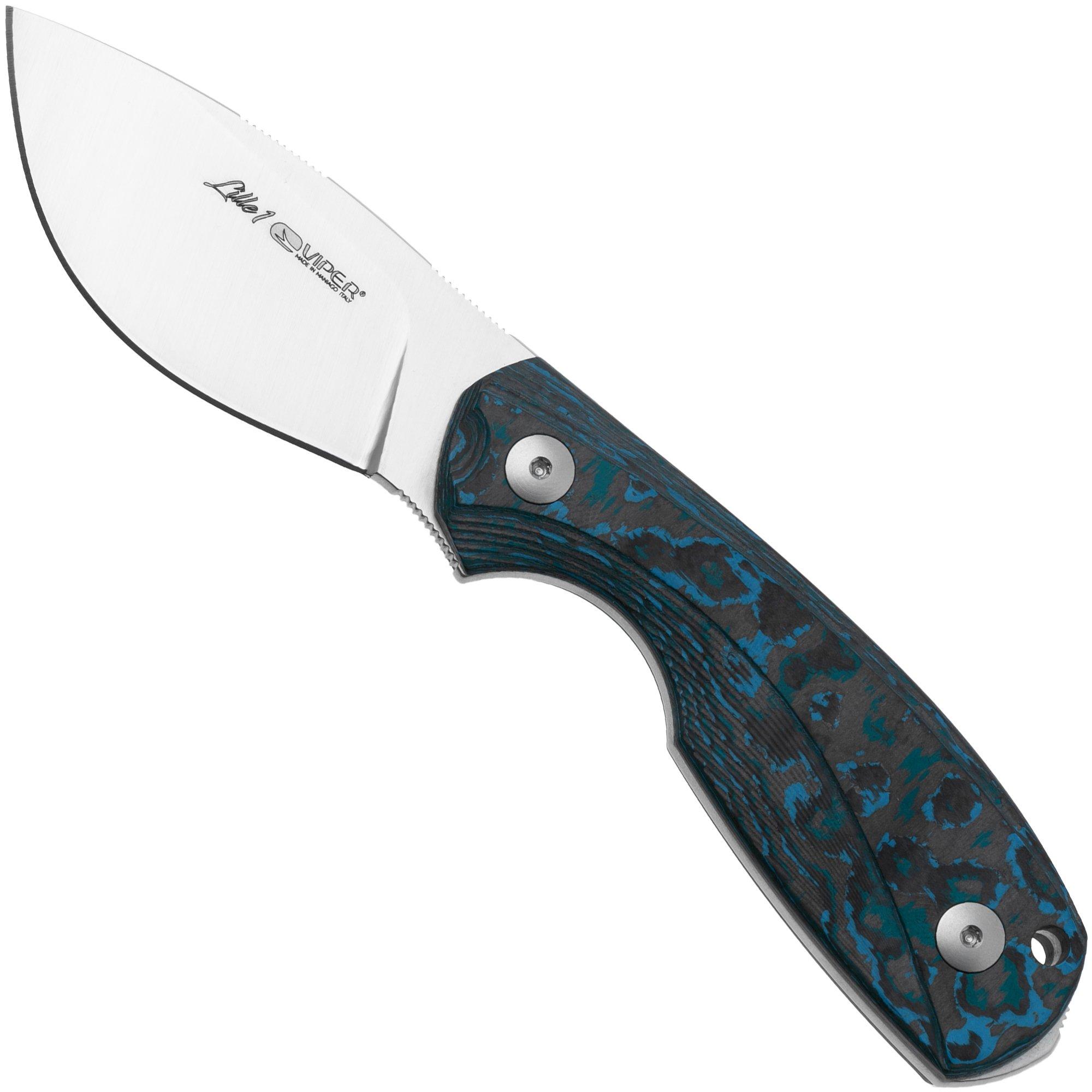 Viper Lille 1 VT4022FCA Satin Elmax, Carbon Fiber Arctic Storm, feststehendes Messer, Jesper Voxnaes Design