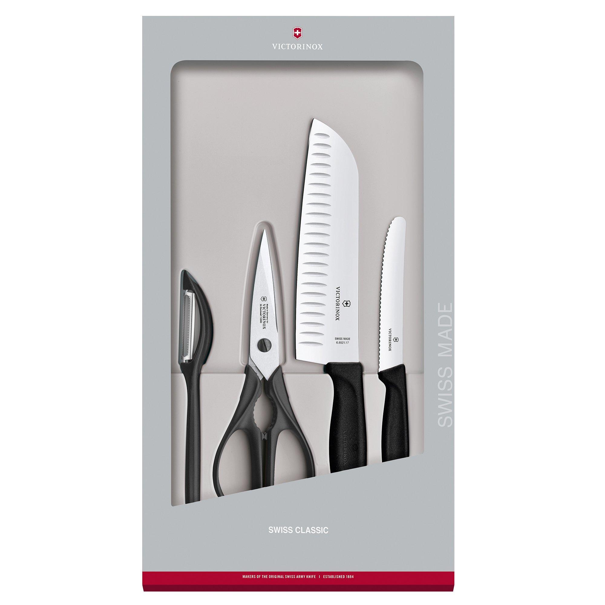 Victorinox SwissClassic 6.7133.4G 4-piece kitchen knife set, black