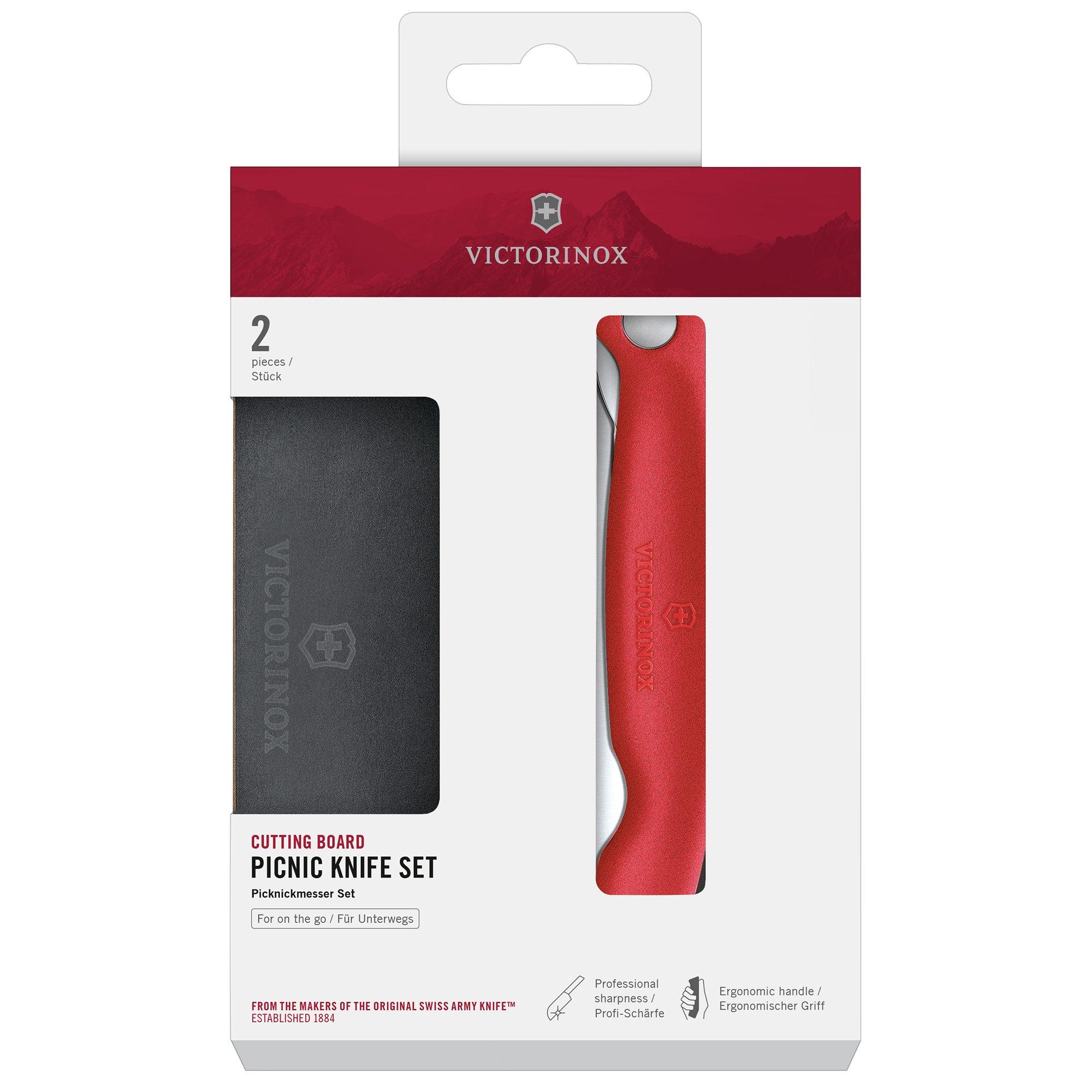 Victorinox SwissClassic Cutting Board Picnic Knife Set 6.7191.FC1 Chili Red, 2-teiliges Picknick-Set