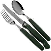Victorinox Swiss Classic 3-piece cutlery set black with foldable knife 