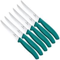 Bild für Victorinox Swiss Classic Steak & Pizza Knife 6.7234.6C1 Wavy, Green, Steakmesser Set, 6-teilig, Wellenschliff