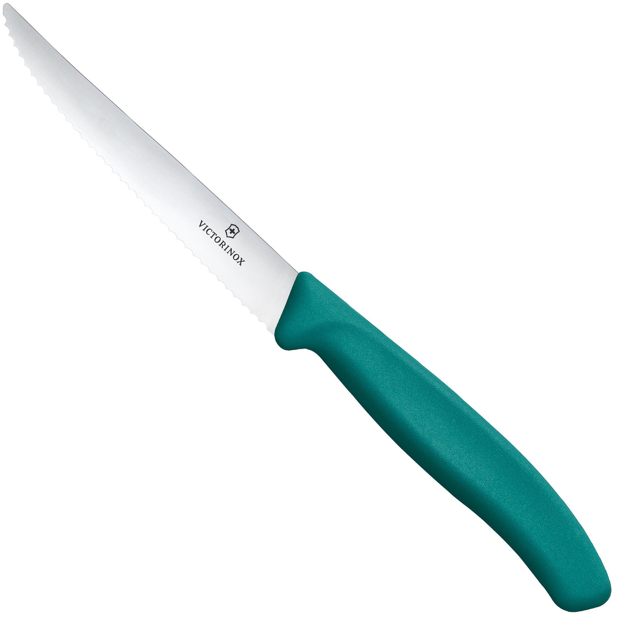 Victorinox Swiss Classic Steak & Pizza Knife 6.7234.C1 Wavy, Green, serrated steak knife