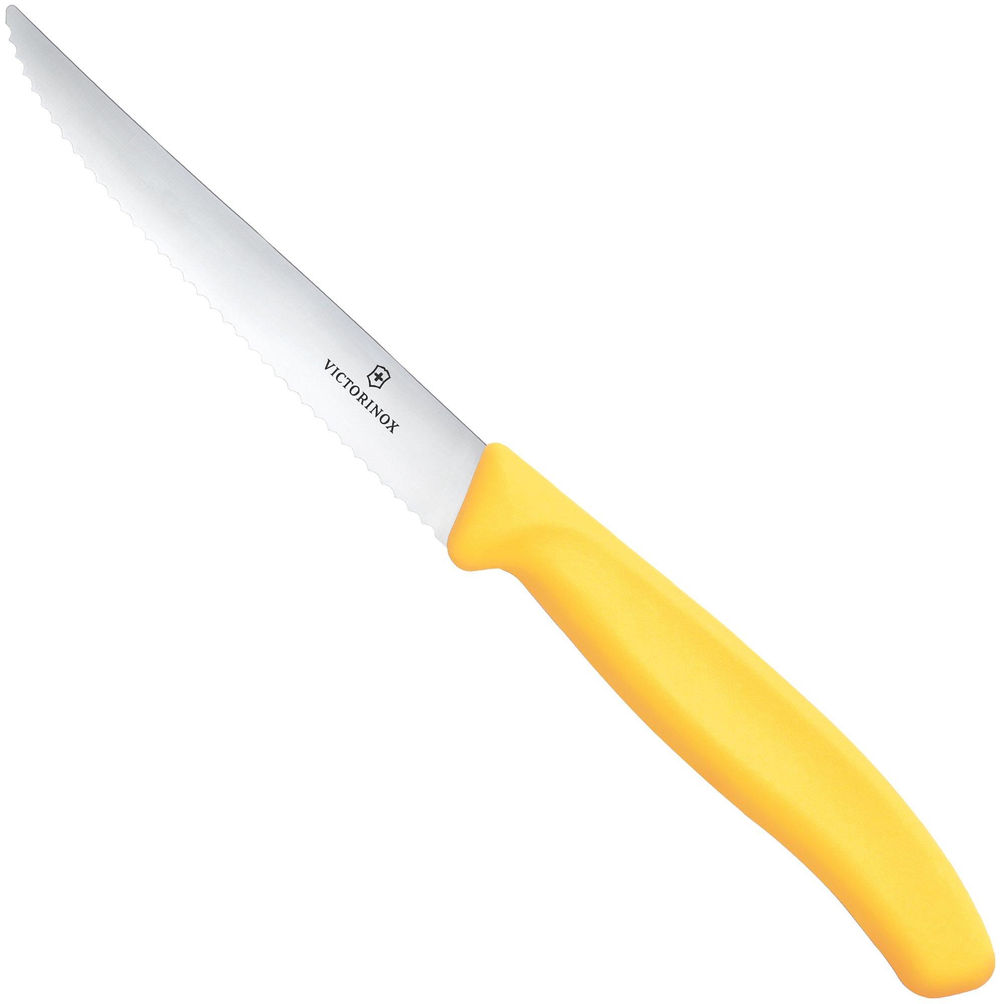 Victorinox Swiss Classic Steak & Pizza Knife 6.7238.C1 Wavy, Yellow, serrated steak knife