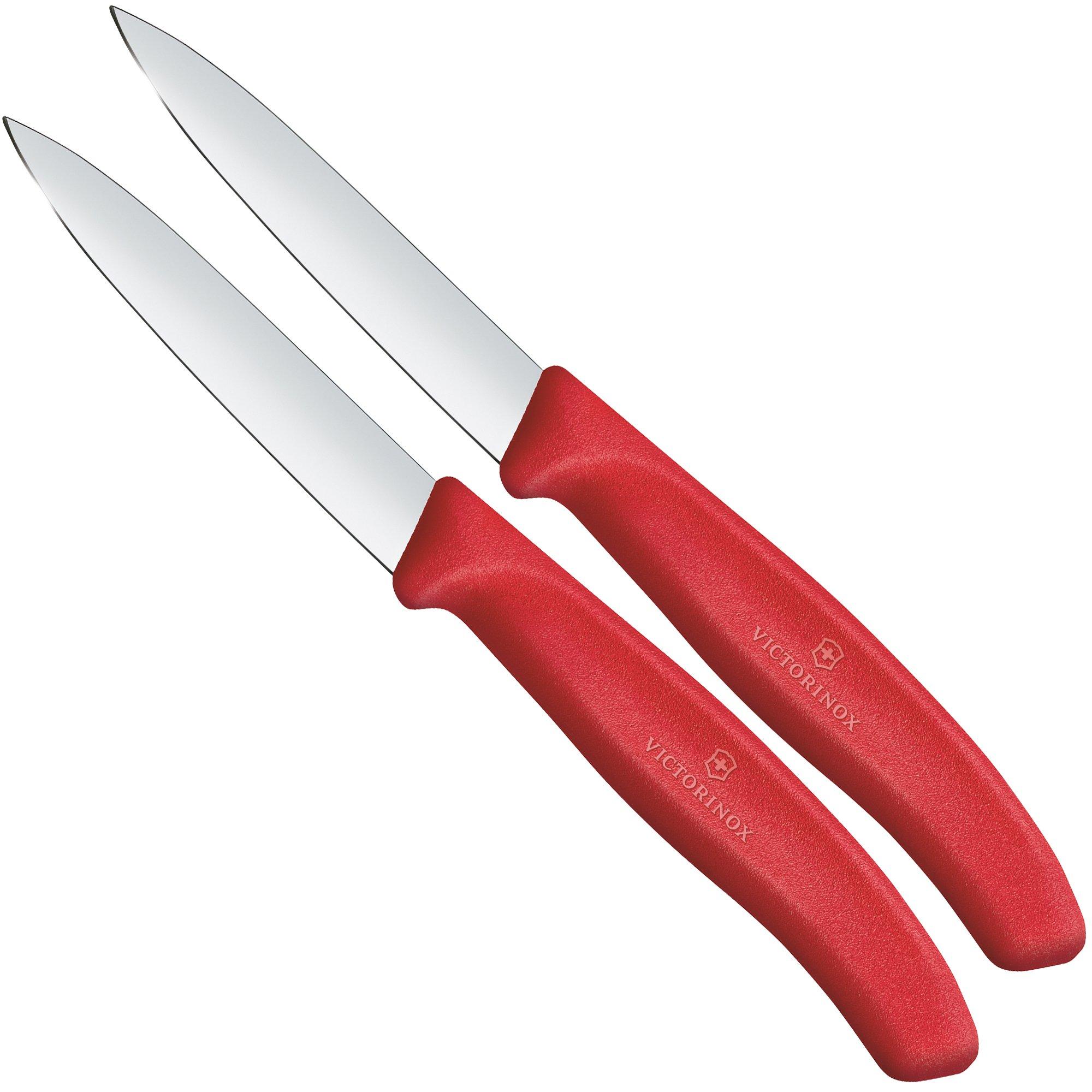 Victorinox Swiss Classic 6.7601.2C1 Straight, Red, set de 2 couteaux à légumes, 8 cm