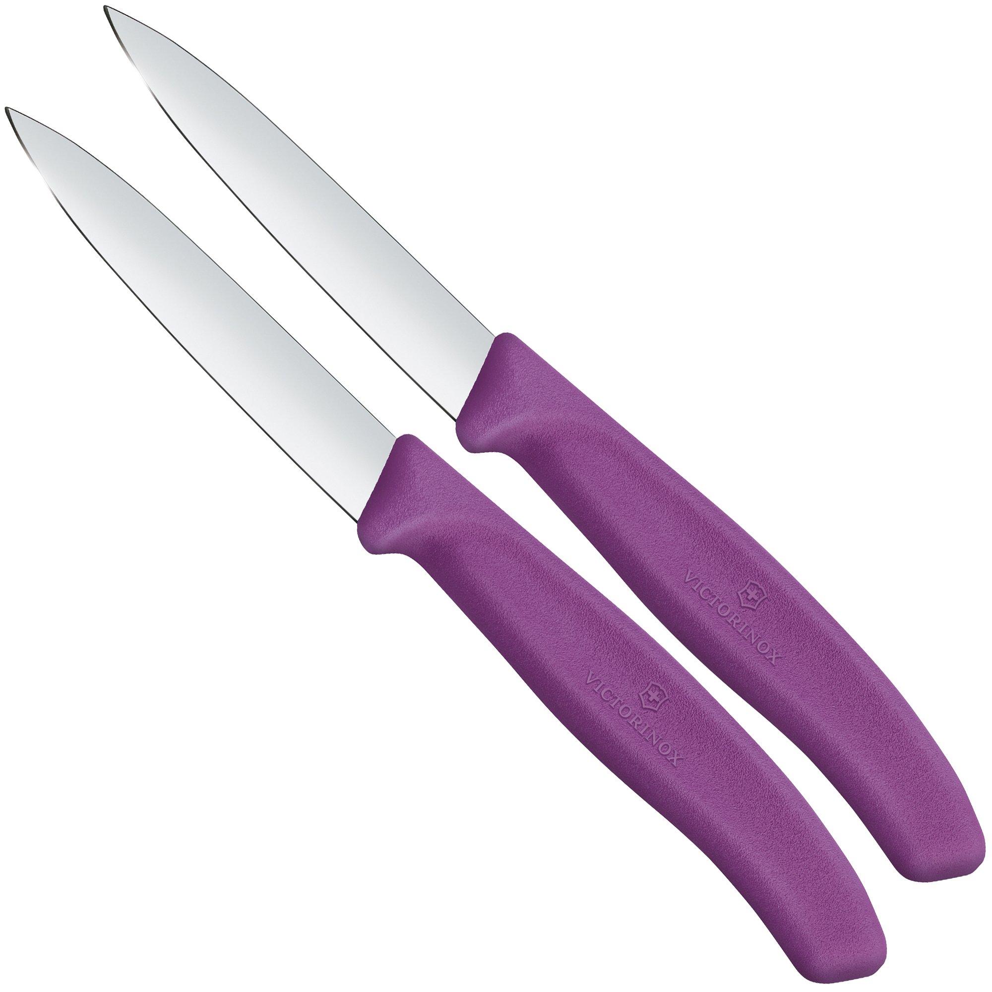 Victorinox Swiss Classic 6.7605.2C1 Straight, Purple, Gemüsemesser Set, 2-teilig, 8 cm