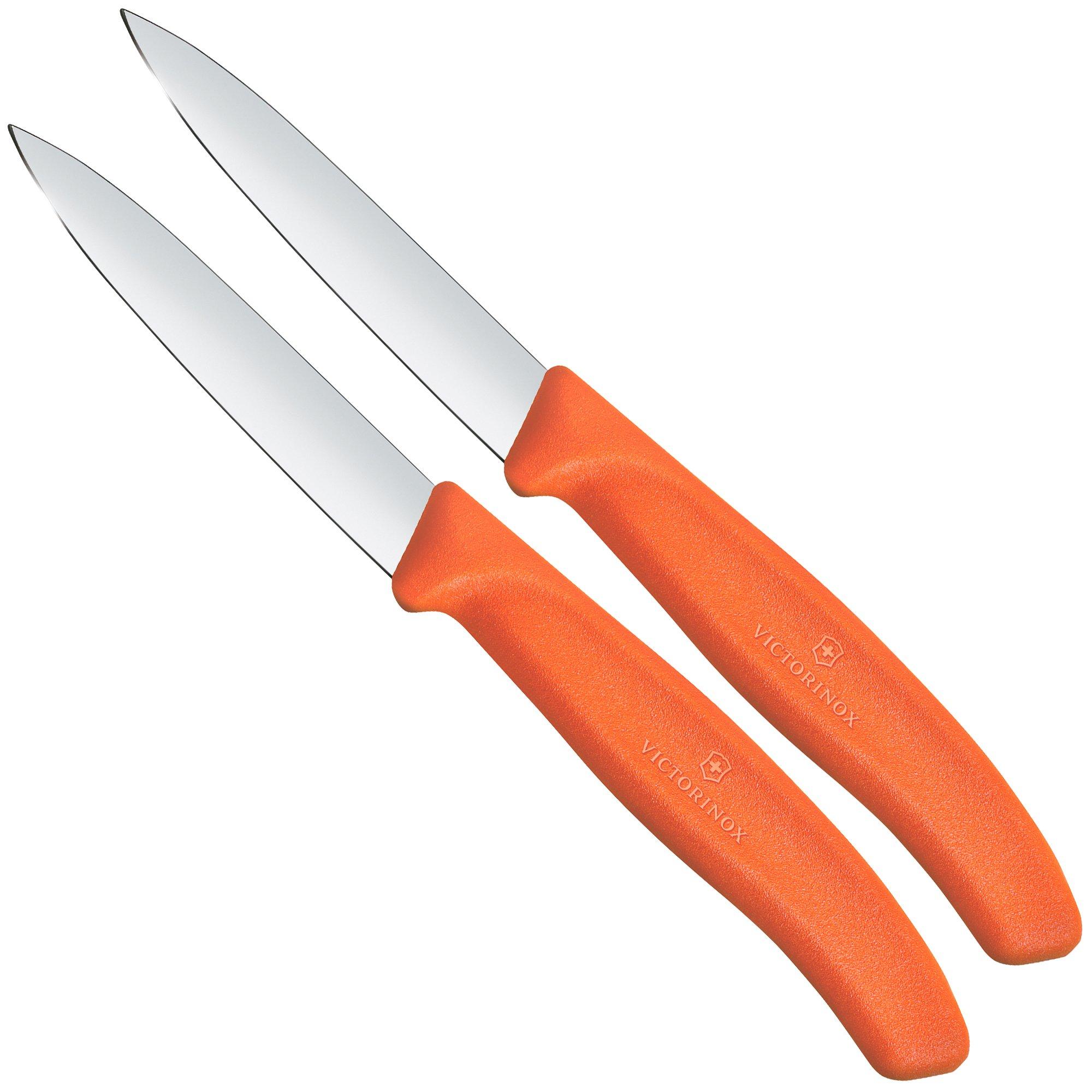 Victorinox Swiss Classic 6.7609.2C1 Straight, Orange, set of 2 vegetable knives, 8 cm