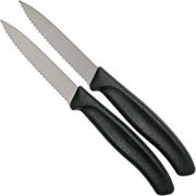 Victorinox SwissClassic dentado cuchillo de verduras negro 8 cm, Set de 2 VT6-7633-B