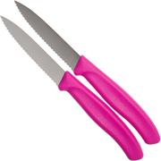 Victorinox SwissClassic dentado cuchillo de verduras rosa8 cm, Set de 2 VT6-7636-L115B