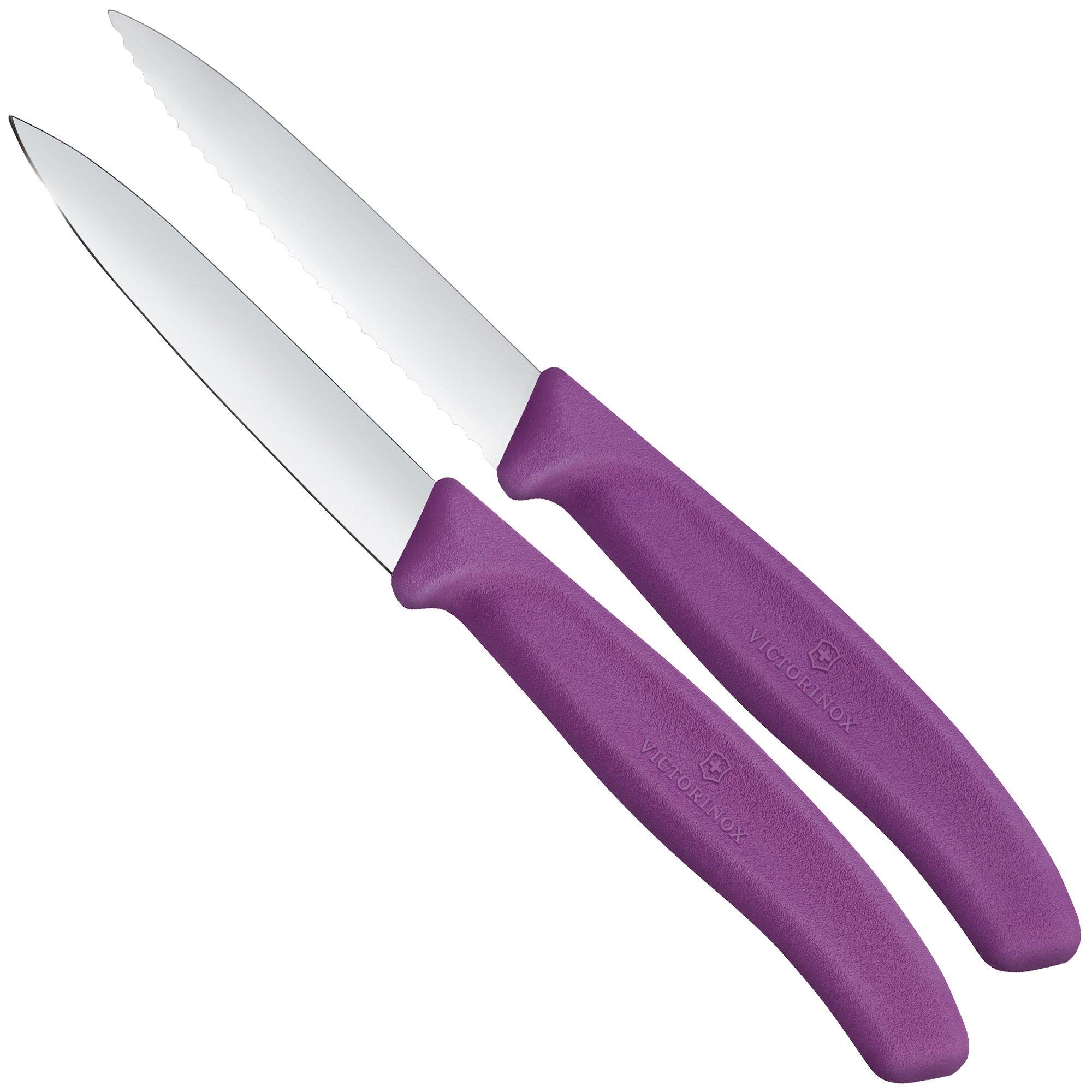 Victorinox Swiss Classic 6.7695.2C1 Straight/Wavy, Purple, Gemüsemesser Set, 2-teilig, 8 cm