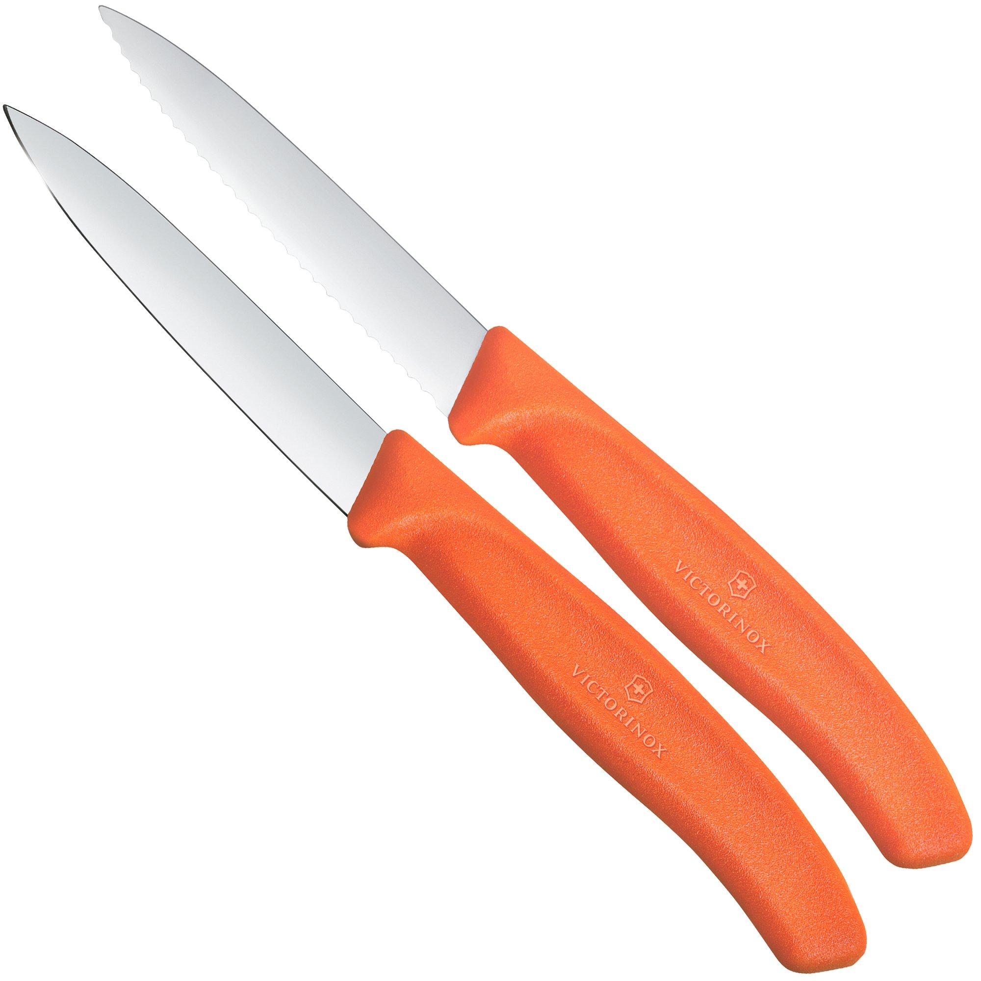 Victorinox Swiss Classic 6.7699.2C1 Straight/Wavy, Orange, set of 2 vegetable knives, 8 cm