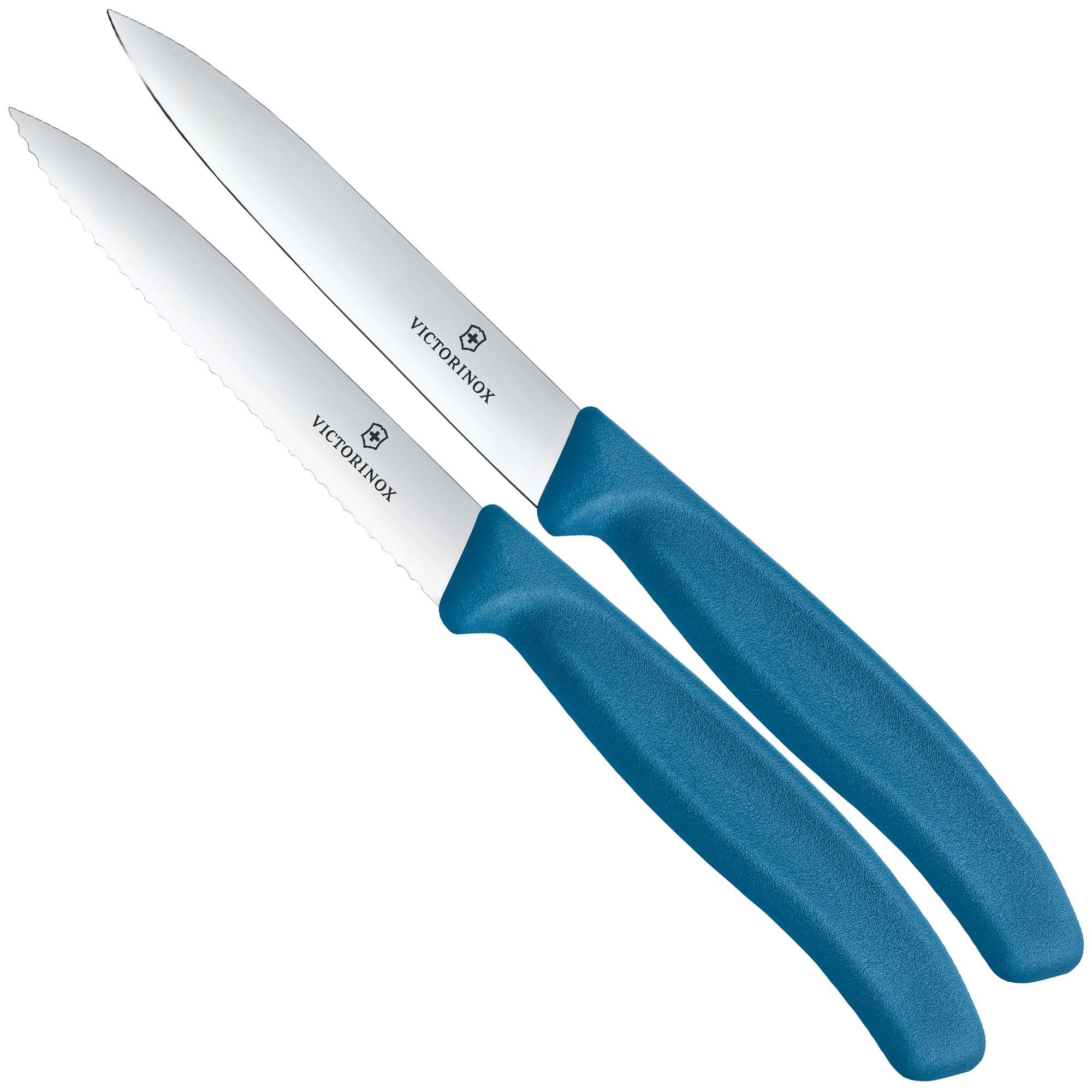 Victorinox Swiss Classic 6.7792.2C1 Straight/Wavy, Blue, set of 2 vegetable knives, 10 cm