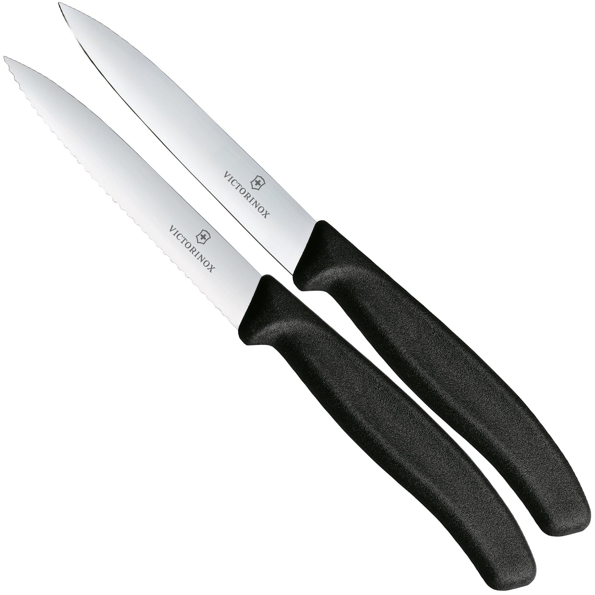 Victorinox Swiss Classic 6.7793.2 Straight/Wavy, Black, Gemüsemesser Set, 2-teilig, 10 cm