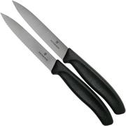 Victorinox SwissClassic dentado/liso cuchillo de verduras negro 10 cm, Set de 2 VT6-7793-B