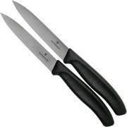 Victorinox SwissClassic Gemüsemesser mit Wellenschliff/glatt schwarz 10 cm, 2er Set, VT6-7793-B