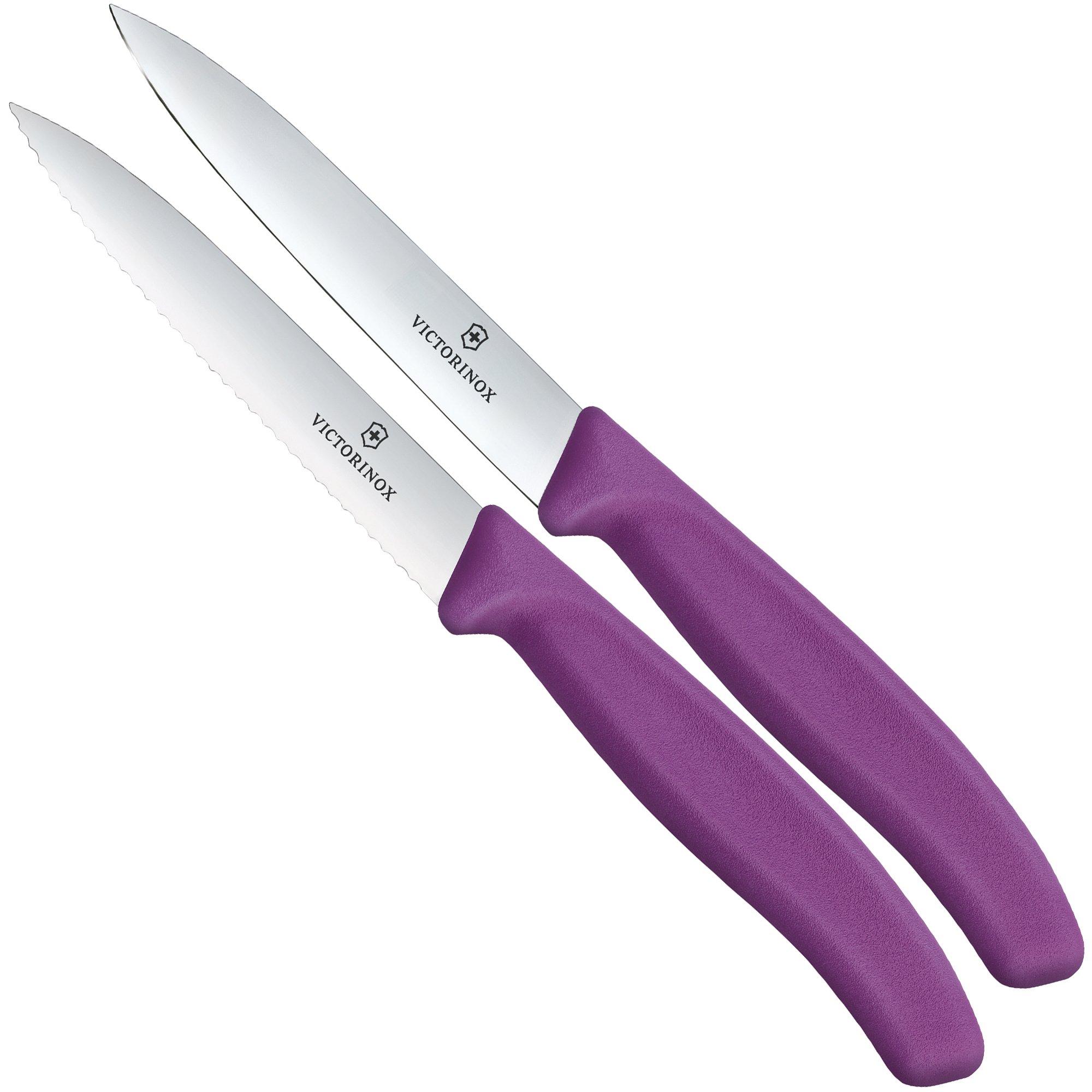 Victorinox Swiss Classic 6.7799.2C1 Straight/Wavy, Purple, set of 2 vegetable knives, 10 cm