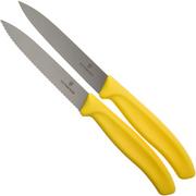 Victorinox SwissClassic dentado/liso cuchillo de verduras amarillo 10 cm, Set de 2 VT6-7796-L8B