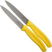 Victorinox SwissClassic faca para legumes serrilhada/lisos amarelo 10 cm, conjunto de 2, VT6-7796-L8B