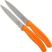 Victorinox SwissClassic couteaux à légumes oranges 10 cm, set de 2 dont 1 normal et 1 dentelé, VT6-7796-L9B