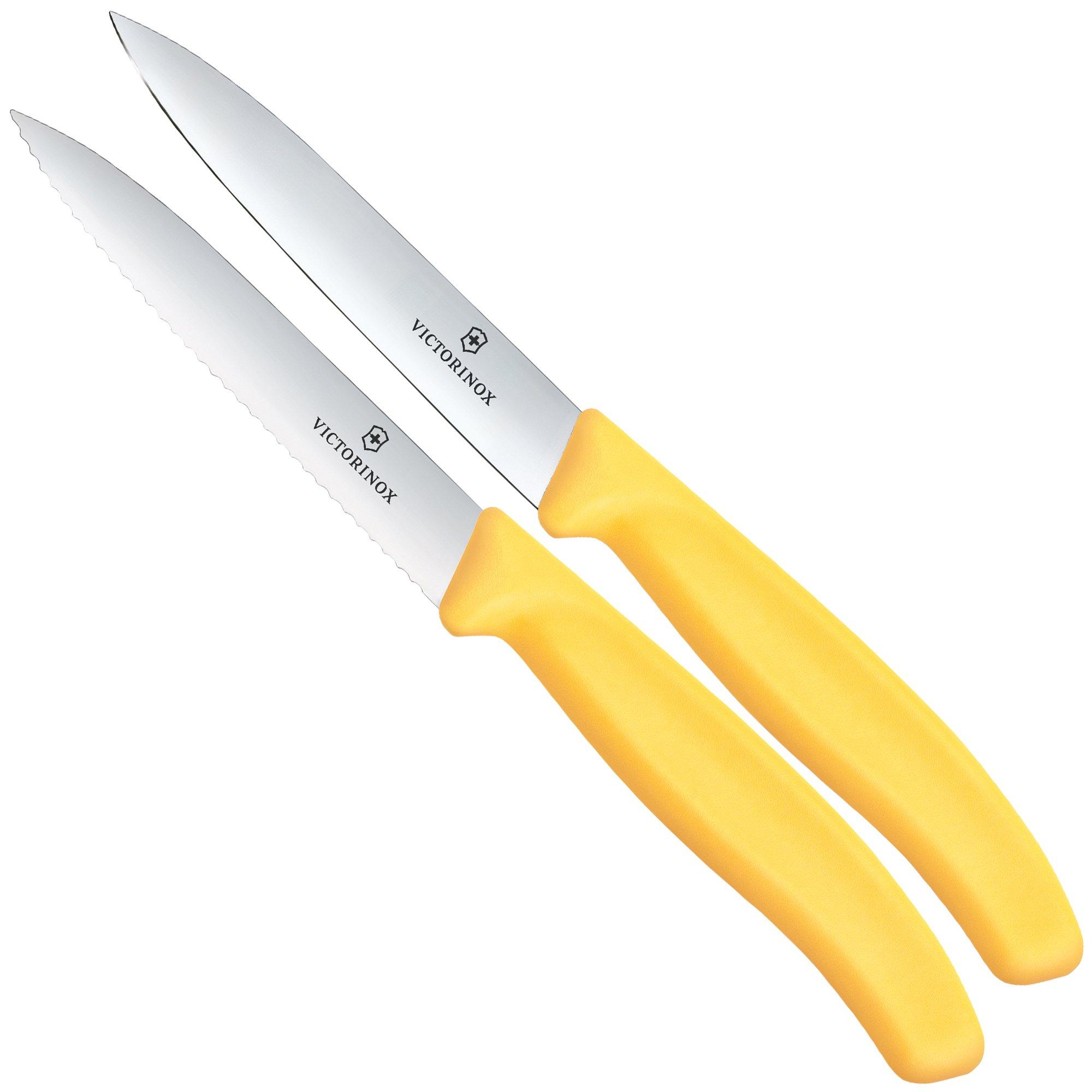 Victorinox Swiss Classic 6.7798.2C1 Straight/Wavy, Yellow, set of 2 vegetable knives, 10 cm