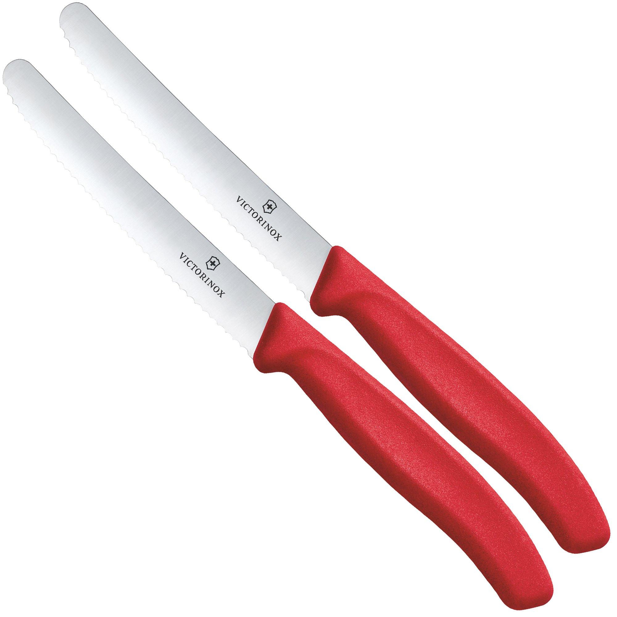Victorinox Swiss Classic 6.7831.2C1 Tomato & Table Knife, Wavy, Red, set of 2 tomato knives