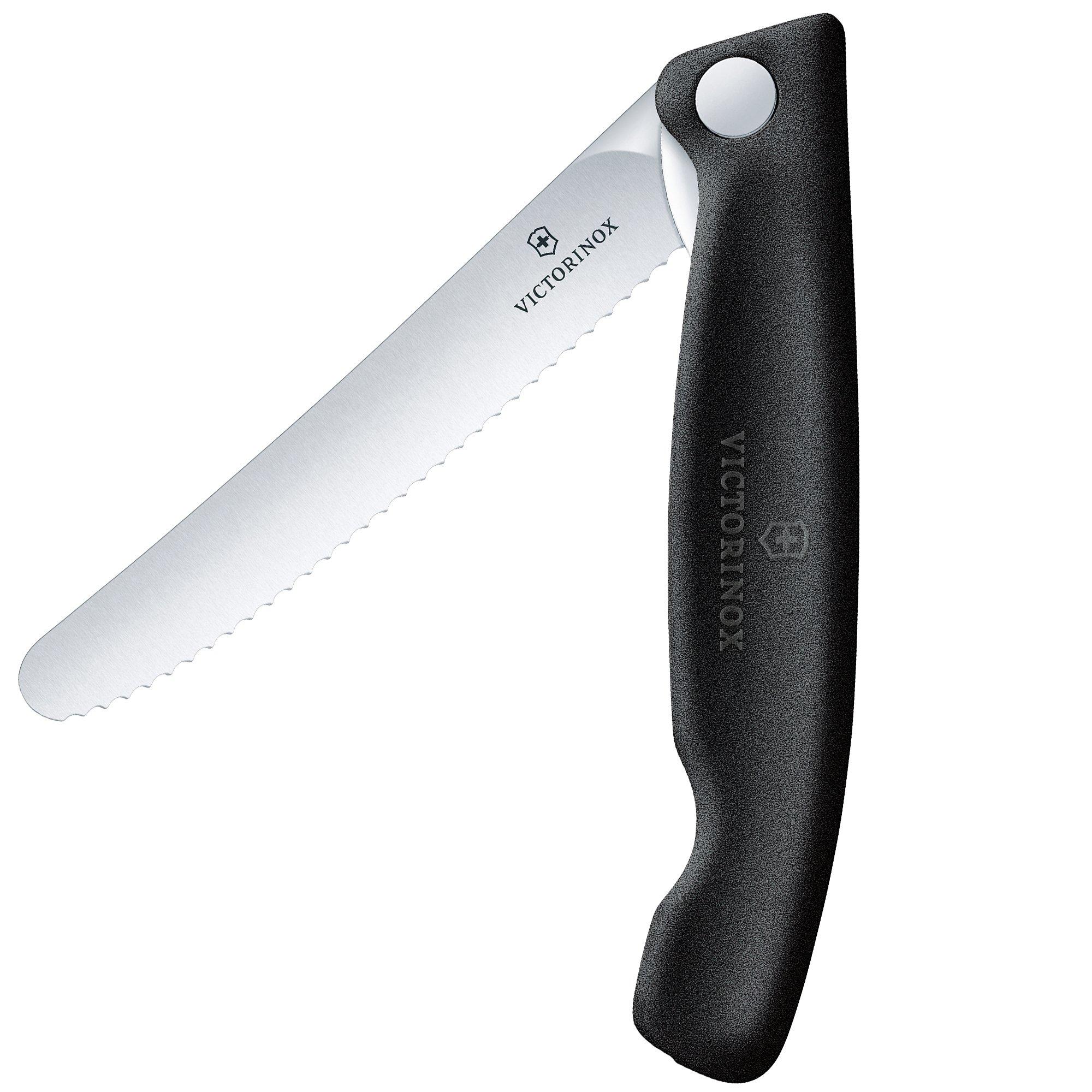 Victorinox Swiss Classic Picnic Knife 6.7833.F Wavy, Black, foldable serrated vegetable knife