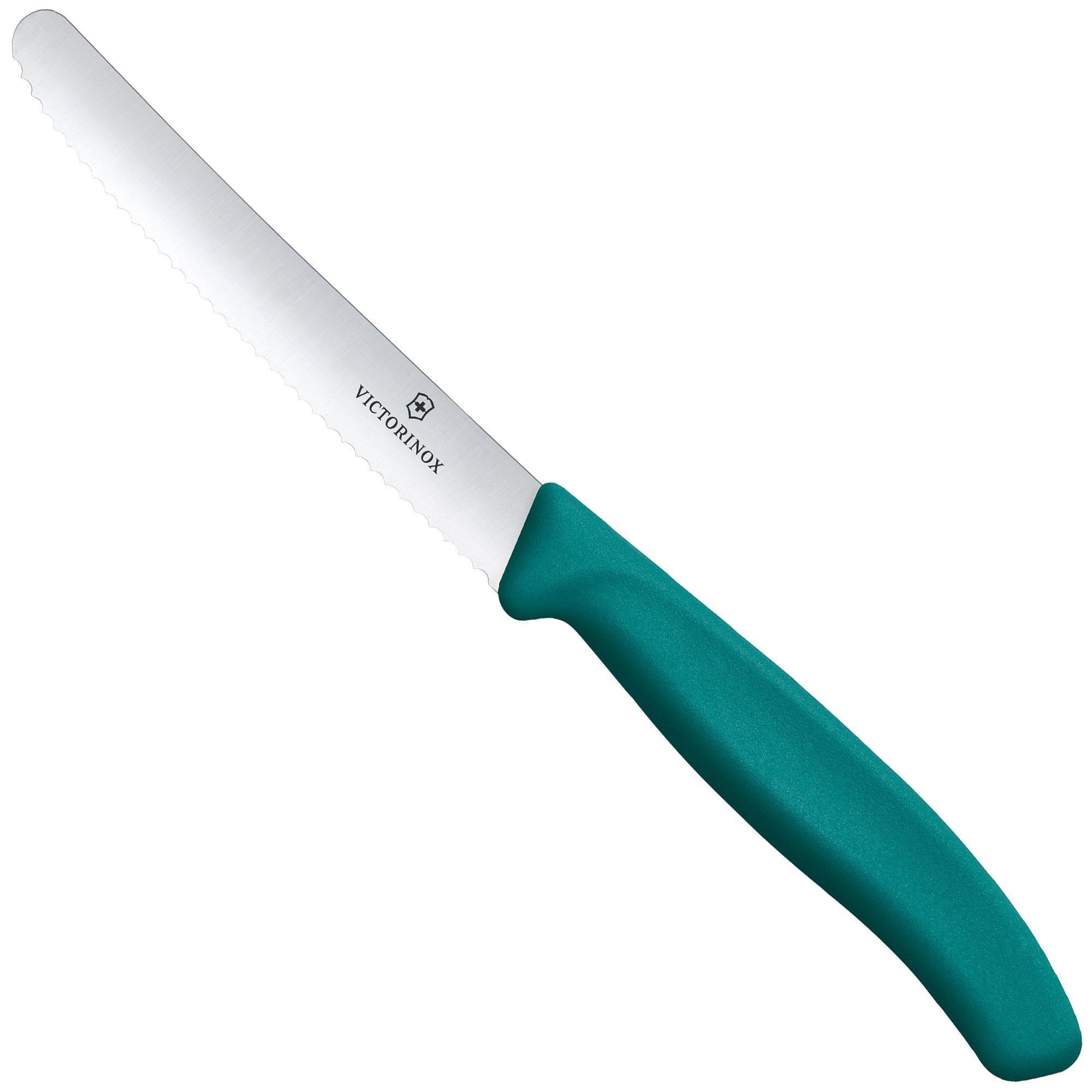 Victorinox Swiss Classic 6.7834.C1 Tomato & Table Knife, Wavy, Green, Tomatenmesser Wellenschliff