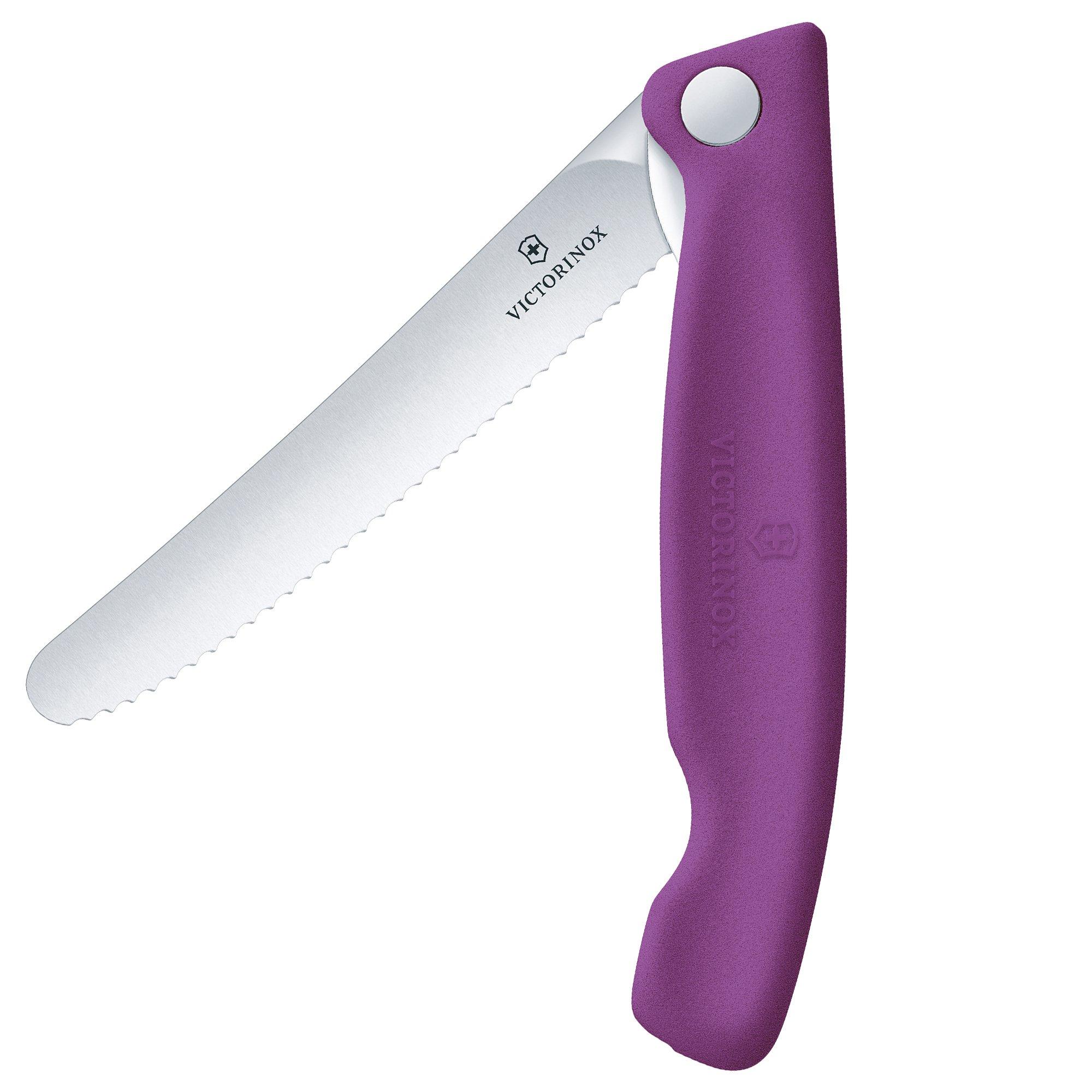 Victorinox Swiss Classic Picnic Knife 6.7835.FC1 Wavy, Purple, foldable serrated vegetable knife
