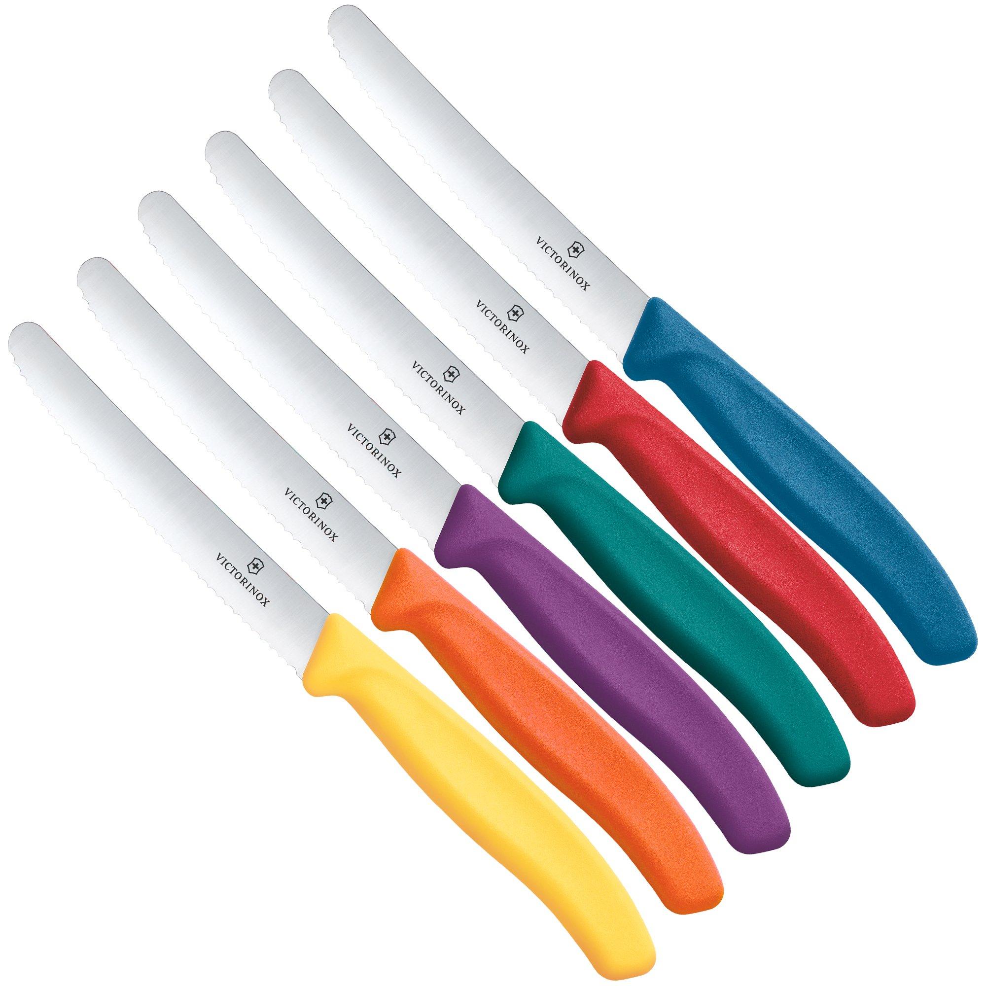 Victorinox Swiss Classic 6.7836.6C1 Tomato & Table Knife, Wavy, Multicolor, Tomatenmesser Set 6-teilig