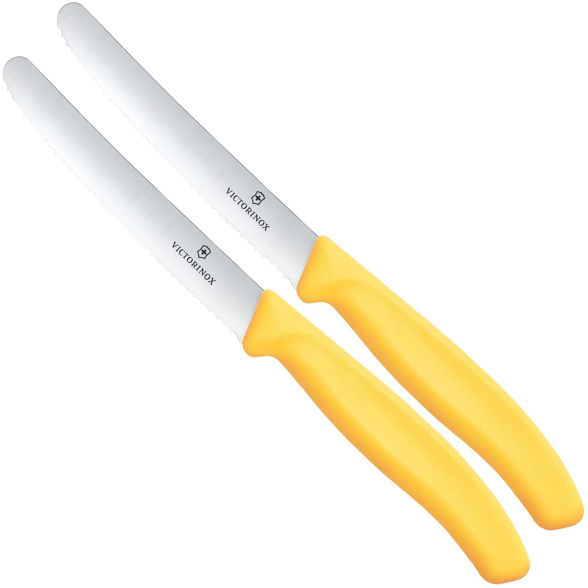 Victorinox Swiss Classic 6.7838.2C1 Tomato & Table Knife, Wavy, Yellow, set of 2 tomato knives