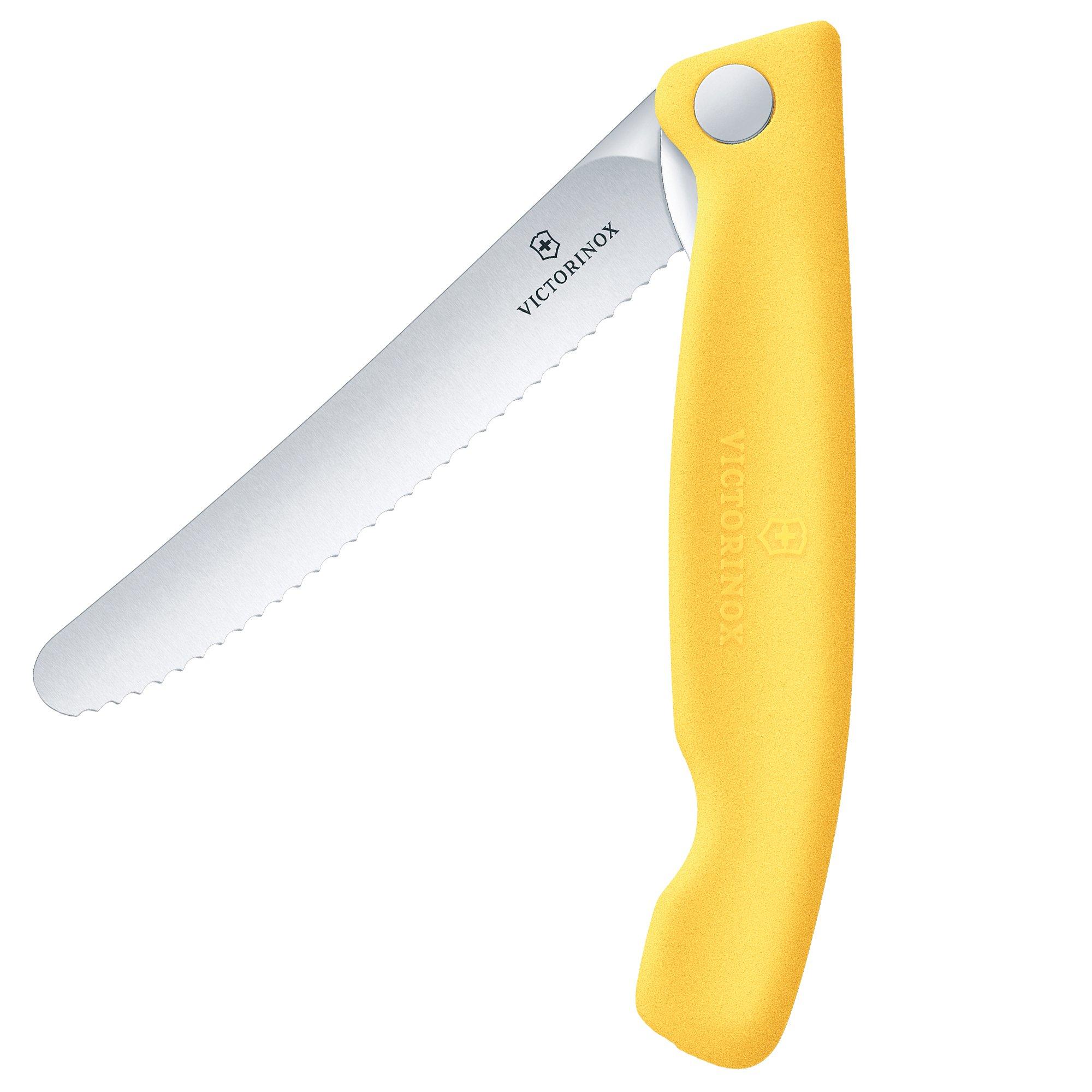 Victorinox Swiss Classic Picnic Knife 6.7838.FC1 Wavy, Yellow, foldable serrated vegetable knife