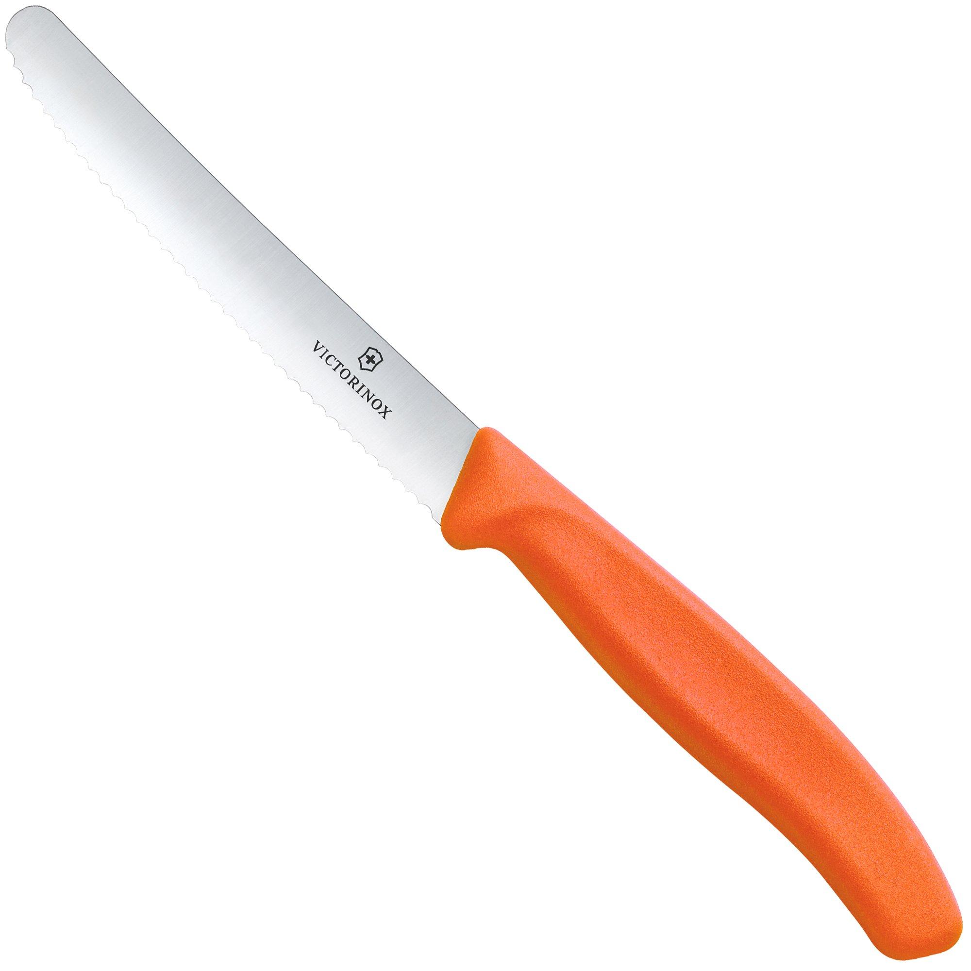 Victorinox Swiss Classic 6.7839.C1 Tomato & Table Knife, Wavy, Orange, serrated tomato knife