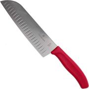 Victorinox SwissClassic 6.8521.17B Santoku avec alvéoles 17 cm, rouge