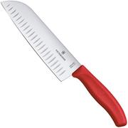 Imagen para Victorinox SwissClassic 6.8521.17C1B, santoku con ranuras, 17 cm, Chili Red
