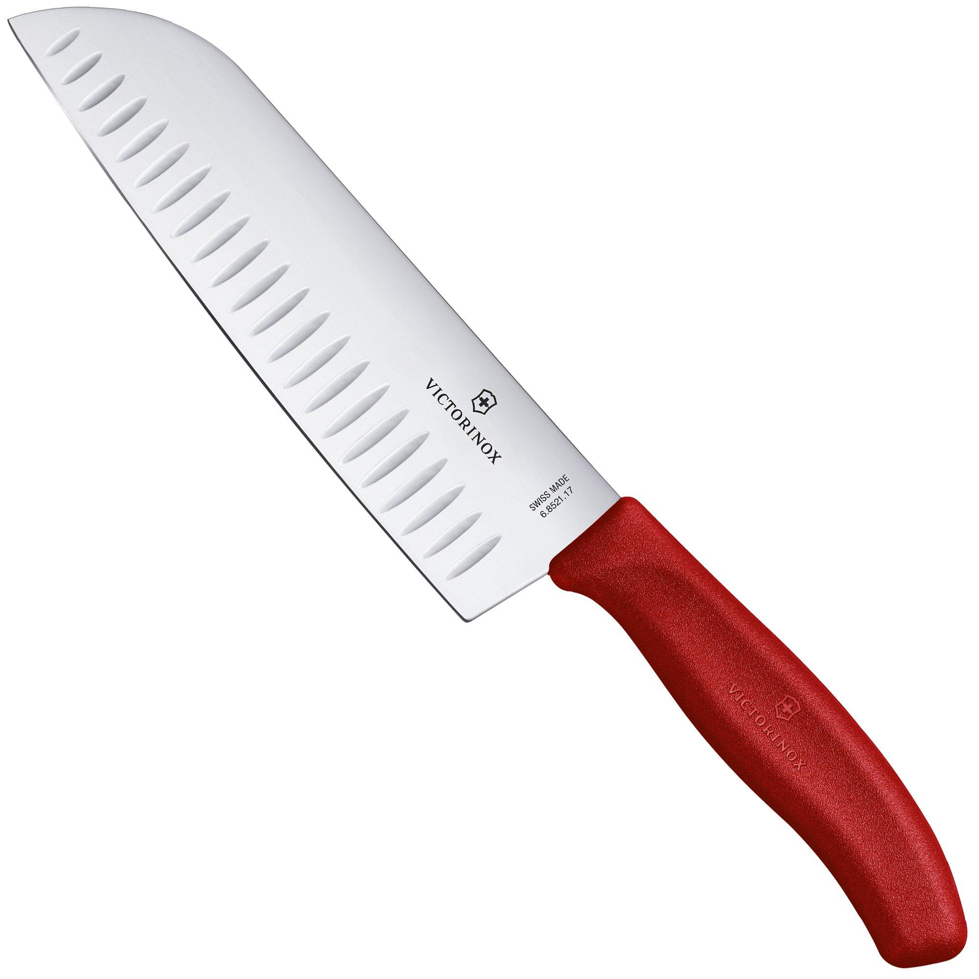 Victorinox SwissClassic 6.8521.17G Santoku mit Kullenschliff 17 cm, rot