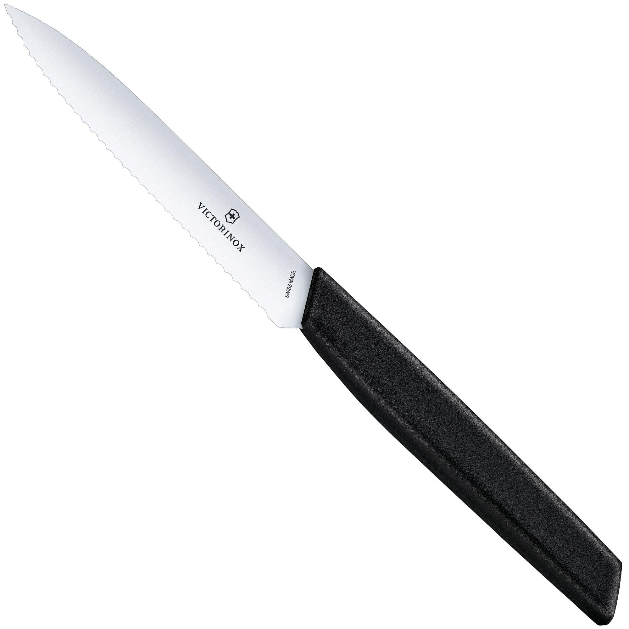 Victorinox Swiss Modern 6.9003.10W Gemüsemesser mit Wellenschliff 10 cm, schwarz