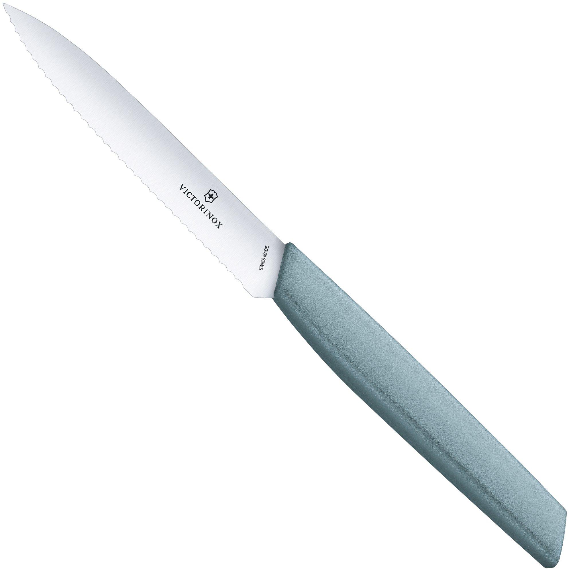 Victorinox Swiss Modern 6.9006.10W21 Gemüsemesser mit Wellenschliff 10 cm, Aroniablau