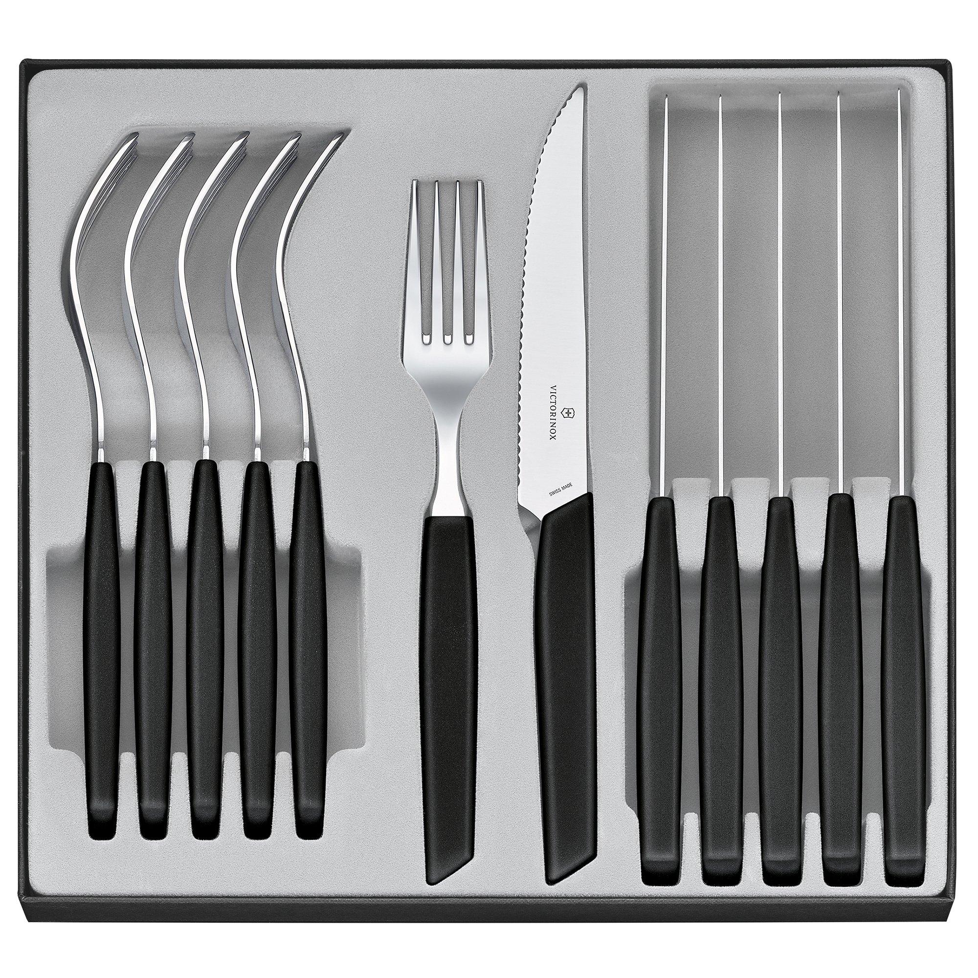 Zestaw sztućców z nożami do steków Victorinox Swiss Modern 6.9093.12W.12, czarny, 12 szt.