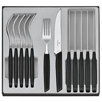 Image for Victorinox Swiss Modern 6.9093.12W.12, 12-piece cutlery set with steak knife, black
