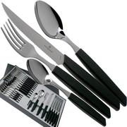 Victorinox Swiss Modern 6.9093.12W.24, Set de cubiertos de 24 piezas con cuchillo para carne, negro