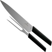 Victorinox Swiss Modern carving knife and meat fork, black