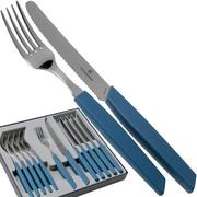 Victorinox Swiss Modern 6.9096.11W2.12, 12-pz set di posate con coltello da pomodoro, blu