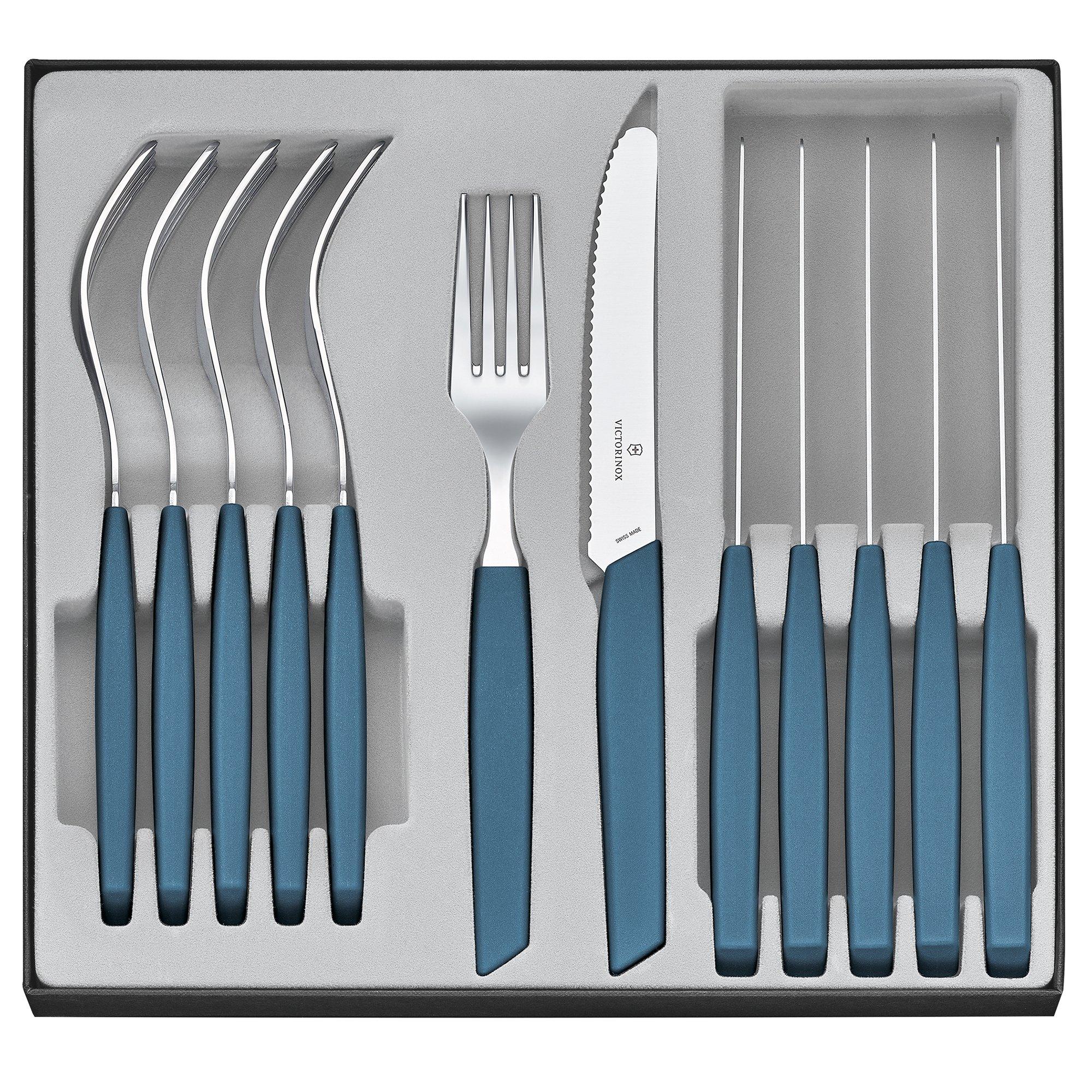 Zestaw sztućców z nożami do pomidorów Victorinox Swiss Modern 6.9096.11W2.12, niebieski, 12 szt.