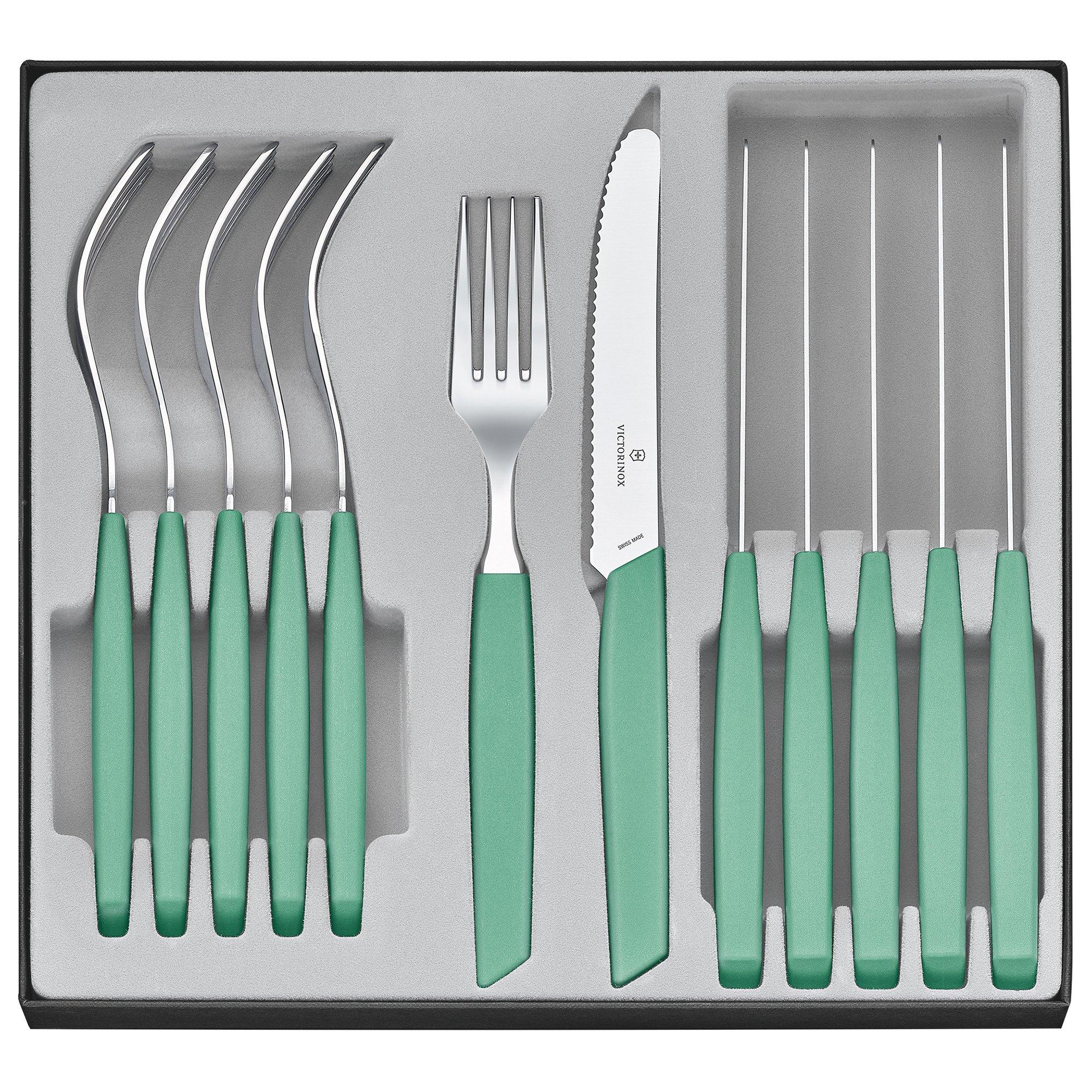 Zestaw sztućców z nożami do pomidorów Victorinox Swiss Modern 6.9096.11W41.12, zielony, 12 szt.