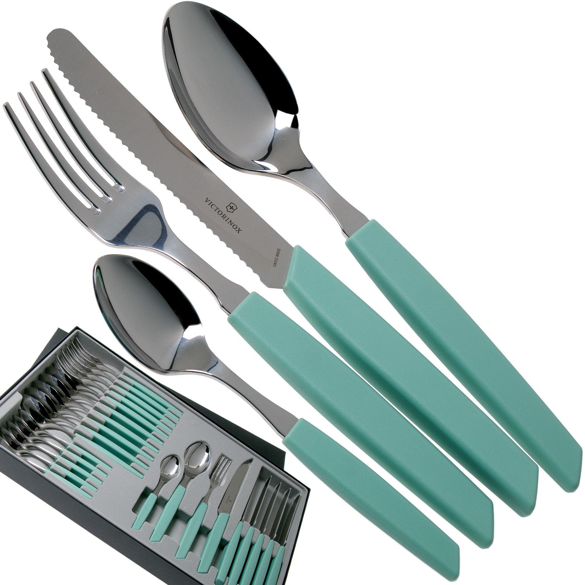 Zestaw sztućców z nożami do pomidorów Victorinox Swiss Modern 6.9096.11W41.24, zielony, 24 szt.