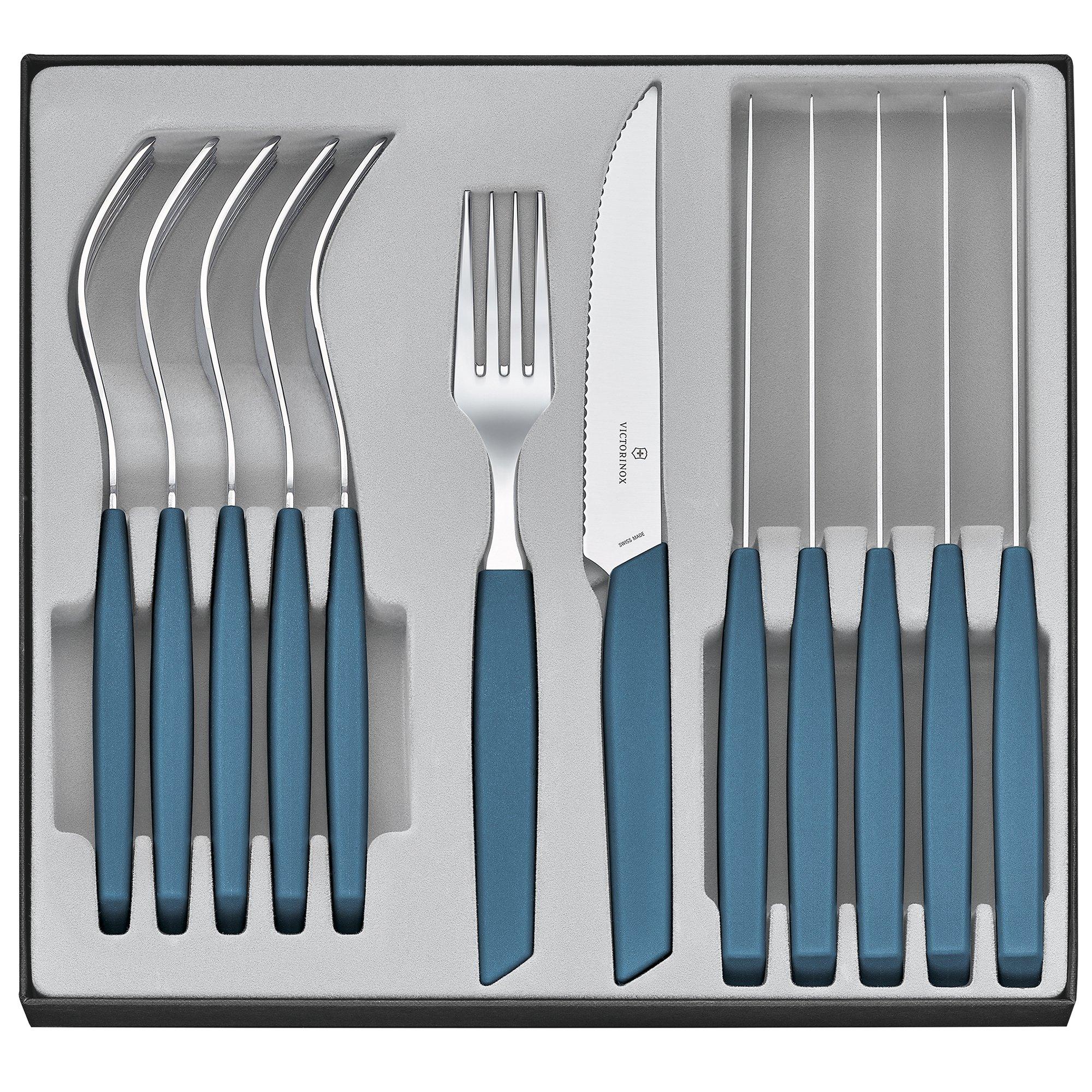 Zestaw sztućców z nożami do steków Victorinox Swiss Modern 6.9096.12W2.12, niebieski, 12 szt.