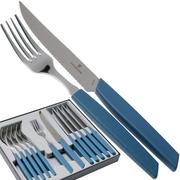 Victorinox Swiss Modern 6.9096.12W2.12, 12-delige bestekset met steakmes, blauw